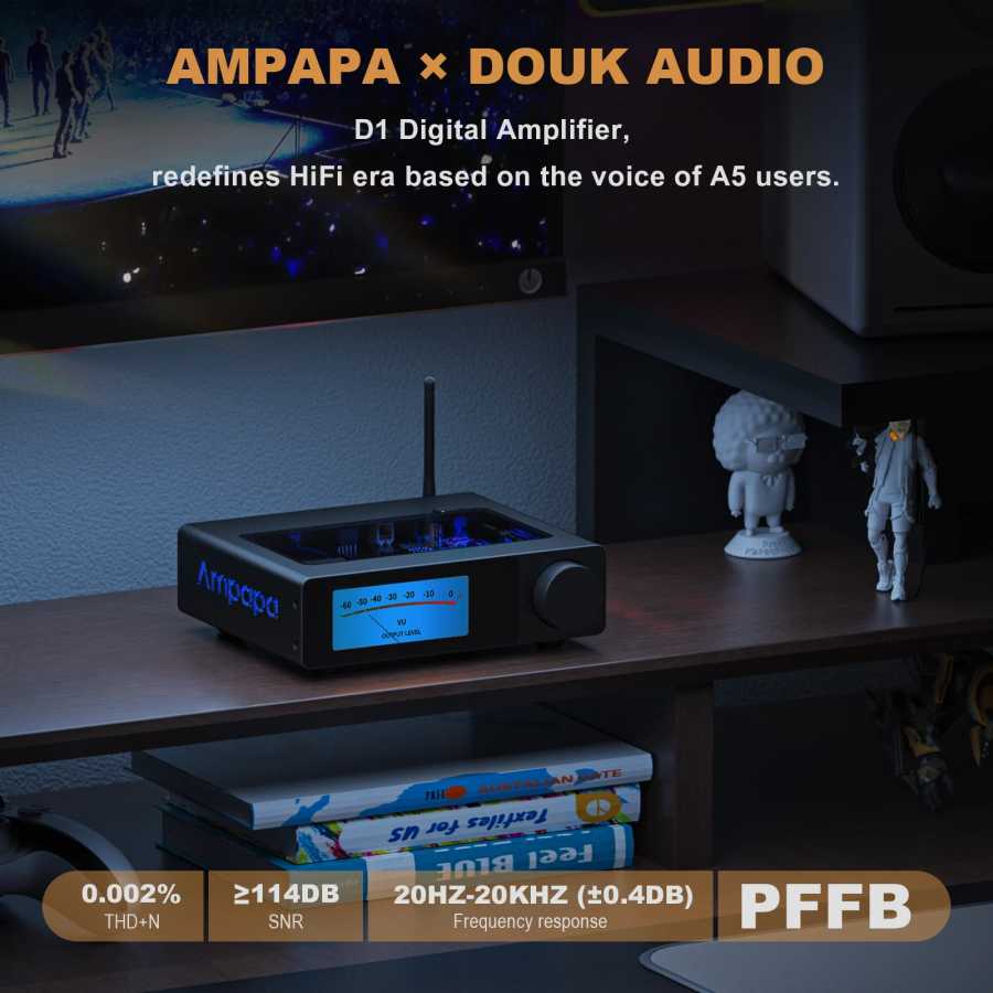 Фотография №1 товара Усилитель Ampapa D1 HiFi Stereo Bluetooth 5.2, 2.0-канальный, для домашнего