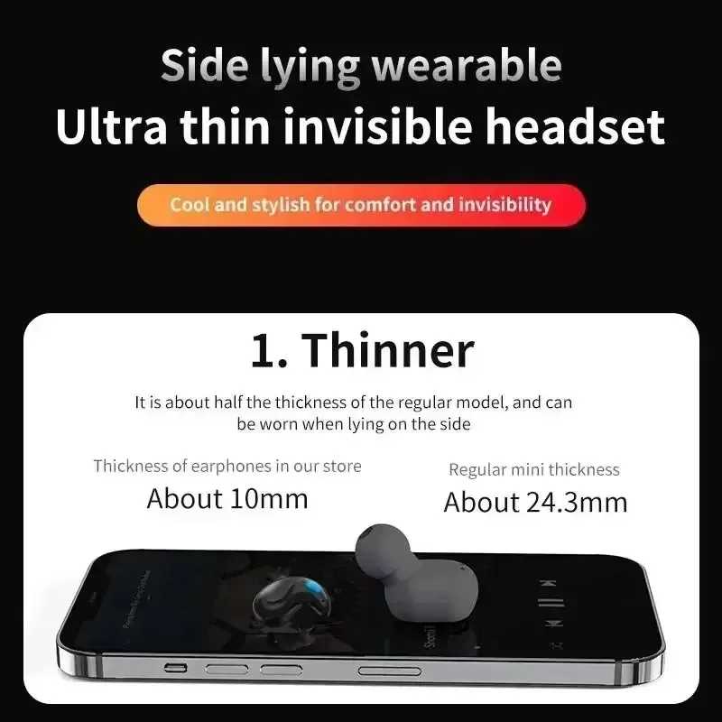 Фотография №3 товара Беспроводные наушники X55 Invisible Sleep TWS Bluetooth 5.3, скрытые внутриканальные