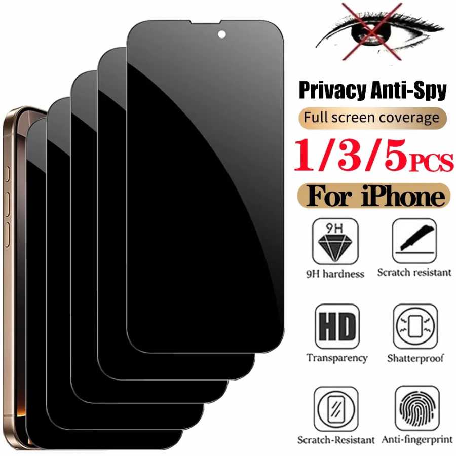 1/3/5 Антишпионское стекло для iPhone 17 16 15 Pro Max Анти-пип стекло iPhone 16e 14 13 12 11 стекло Пленка айфон 17 про макс Защитная пленка для мобильного телефона