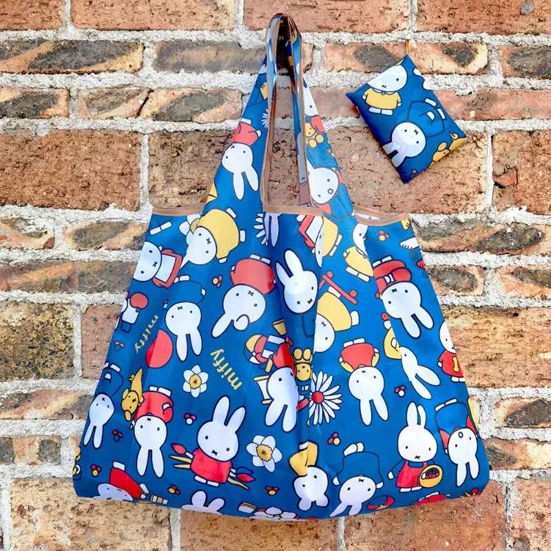 Многоразовые милые сумки Miffy для мужчин и женщин, сумка для покупок с мультяшным аниме-принтом, портативная сумка большой вместимости, подарки для вечеринок, новинка Товары АСГ