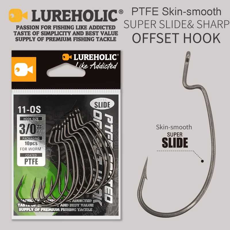 LUREHOLIC PTFE суперскользящий офсетный крючок для штатива Техасская съемка из нержавеющей стали рыболовный крючок для червя Аксессуары для рыбалки Для рыбалки