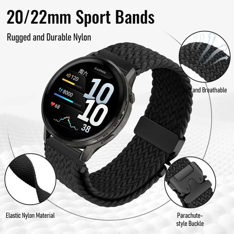 Фотография №2 товара Нейлоновый парашютный ремешок 20/22 мм для Garmin Forerunner 255 265