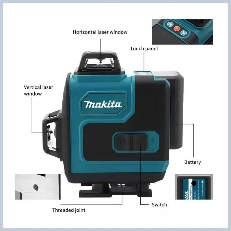 Фотография №2 товара Аккумулятор Makita 18В, 16-линейный 4D зеленый лазерный уровень, 360&deg; &deg;