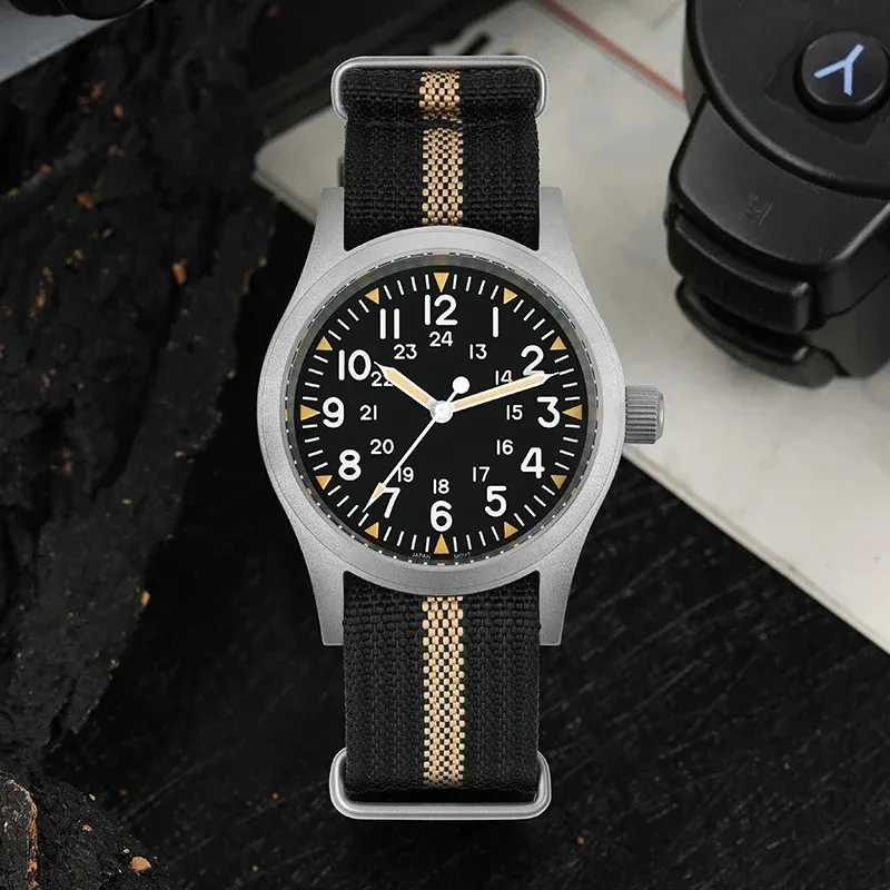 Militado ML05 38 мм Военные часы Miyota 2035, куполообразный механизм с сапфировым стеклом C3, зеленые светящиеся водонепроницаемые винтажные часы 10 бар Мужские часы