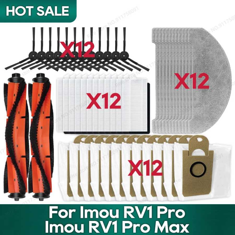 Совместимость с Imou RV1 Pro, Imou RV1 Pro Max Robot Вакуумные аксессуары Главная щетка HEPA Фильтр Тряпичный мешок пыли Запасные части Запчасти для бытовой техники