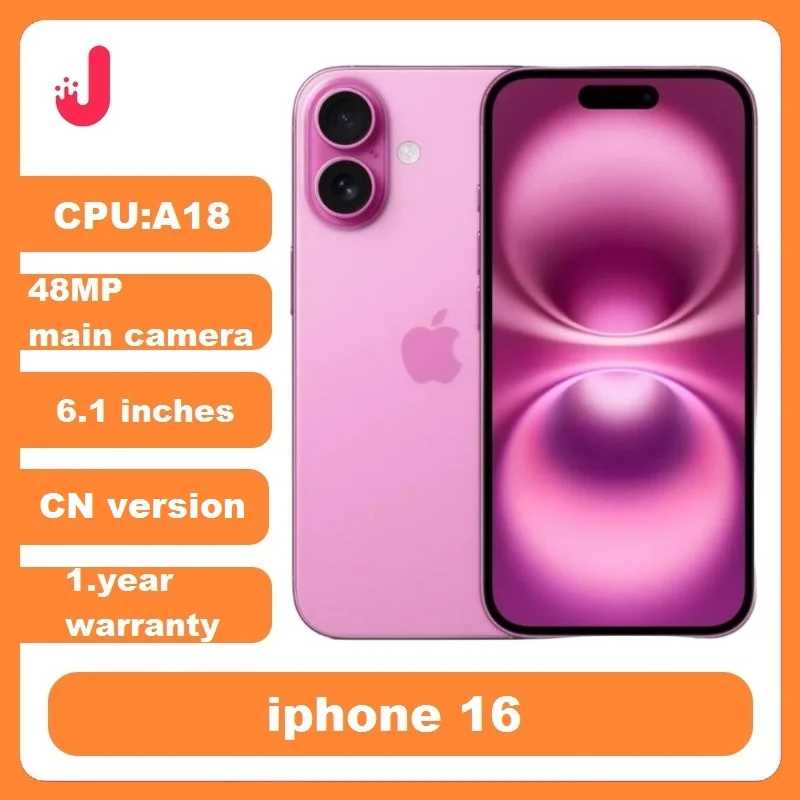 Смартфон Apple iPhone 16 с двумя SIM-картами, 128 ГБ/256 ГБ/512 ГБ, 6,1-дюймовый чип Super Retina XDR OLED A18, оригинальный разблокированный мобильный телефон Б/У и восстановленные телефоны