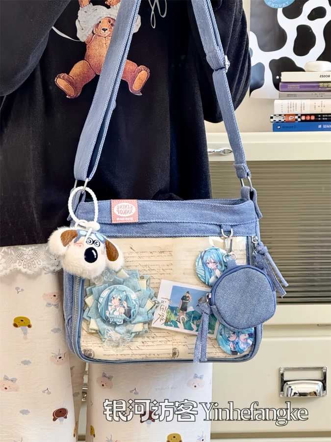 Фотография №3 товара JIAERDI Harajuku джинсовые сумки Ita женские милые крутые прозрачные сумки-мессенджеры