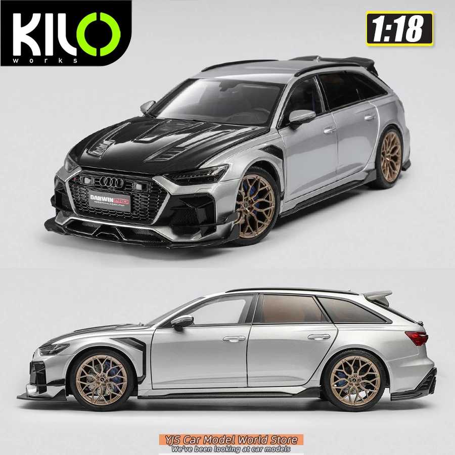 Литая под давлением модель KILOworks 1:18 Audi RS6, коллекция статических металлических моделей автомобилей, украшения в качестве праздничных подарков Играйте в транспортные средства и модели