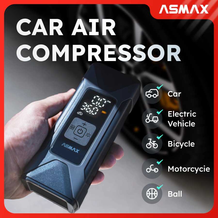 ASMAX 160PSI портативный насос для накачивания мотоцикла воздушный насос 7500 мАч электрический насос для накачивания шин для автомобиля велосипедные шарики воздушный компрессор Мытье и уход за машиной