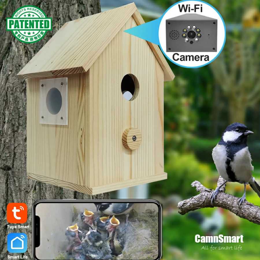 Smart Tuya Bird House 4-мегапиксельная HD Wi-Fi камера Беспроводная Birdbox с ночным видением Запись видео SD-карты Воспроизведение в реальном времени DIY Подарок Видеонаблюдение