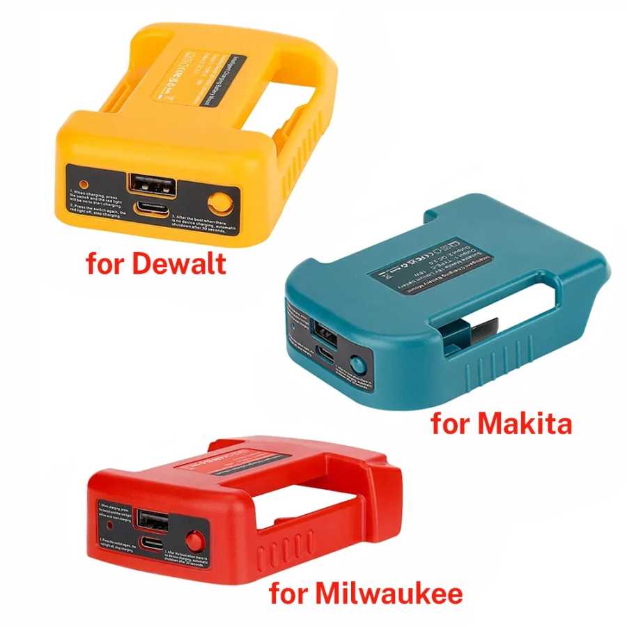 USB-адаптер Power Bank r для Makita/Dewalt/Milwaukee, держатель для литий-ионной батареи 18 В, выход USB Type-C, интерфейс быстрой зарядки Детали для электроинструментов