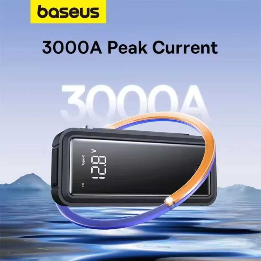 Портативное пусковое устройство Baseus Super Capacitor 3000A для автомобиля, зарядное устройство-бустер без аккумулятора, для экстренного запуска автомобиля Автоэлектроника