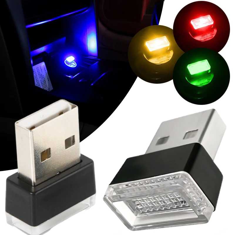 Окружающее освещение салона мини-автомобиля Атмосферная лампа USB Светодиодные автомобильные фонари ПК Украшение автомобиля Свет Plug and Play Декоративная лампа Освещение Автомобильные фары