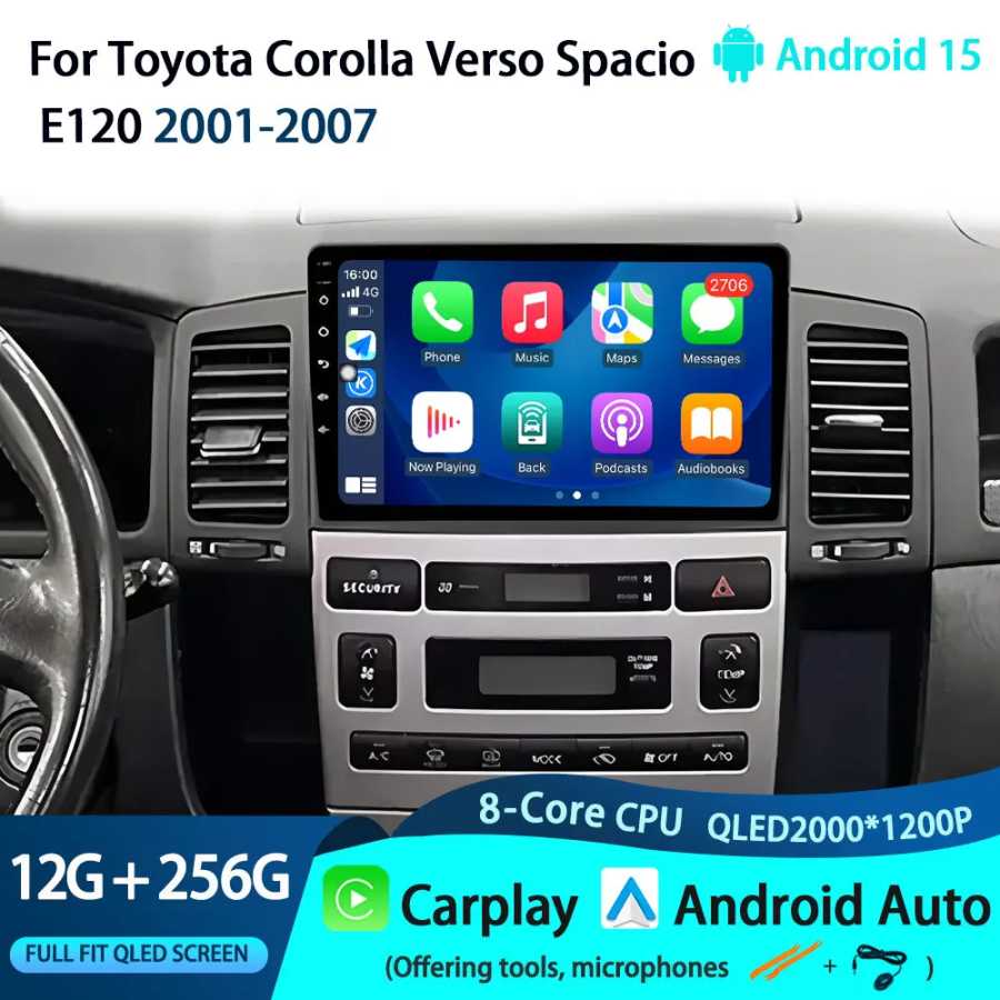 Для Toyota Corolla Verso Spacio E120 2001-2007 авторадио Carplay WIFI автомобильный радиоприемник GPS навигация мультимедиа видео стерео DSP аудио Автоэлектроника