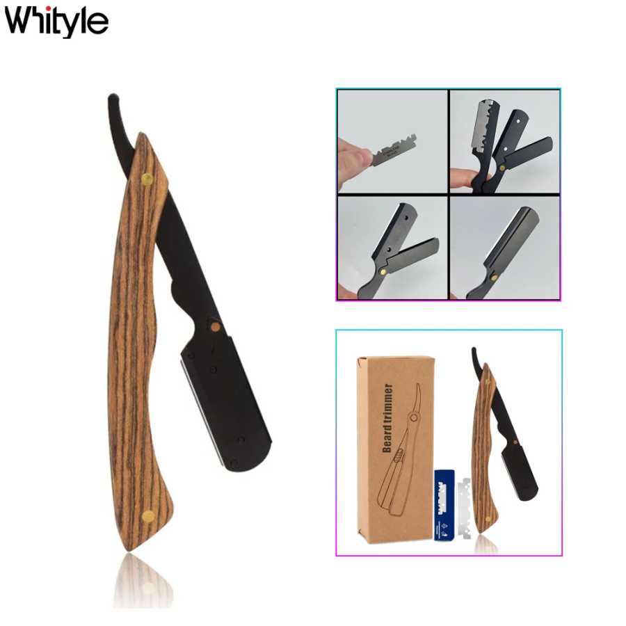 Whityle 07 г, ручная прямая бритва с золотым сандаловым деревом, полулезвие для стрижки бороды, бритва для бровей для мужчин, парикмахерская обрезка Бритье и удаление волос