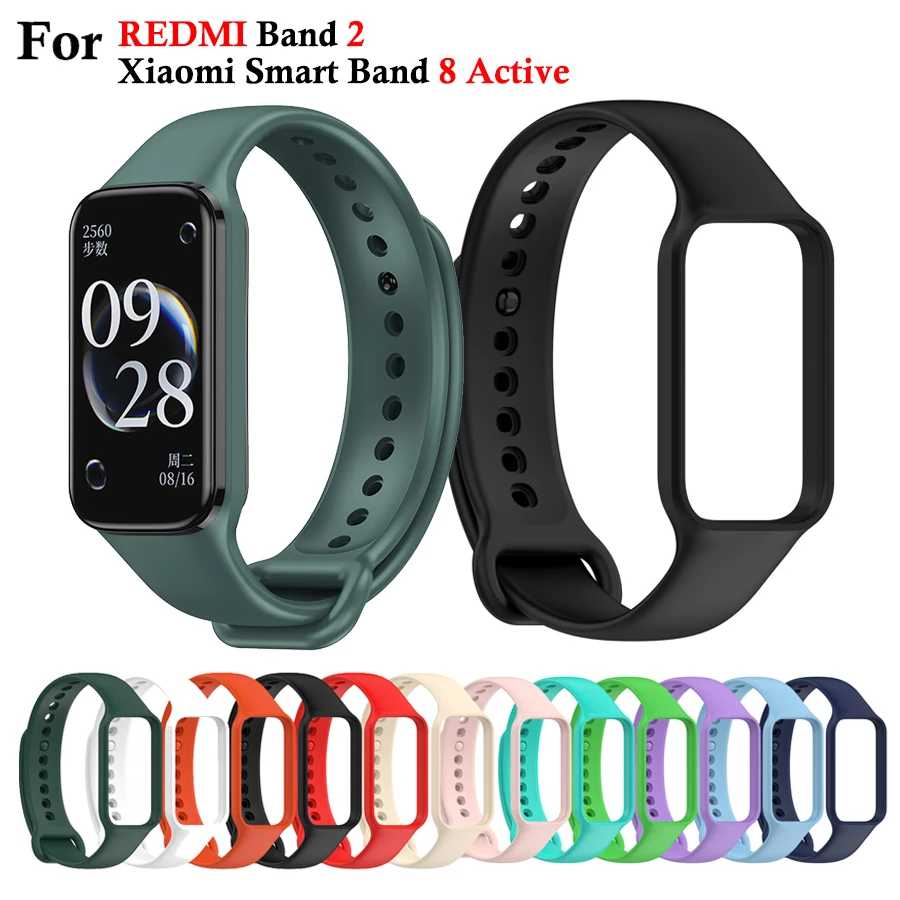 Силиконовый мягкий ремешок на браслет для Redmi Watch Band 2, сменный спортивный браслет для Xiaomi Band 8, Active Correas 