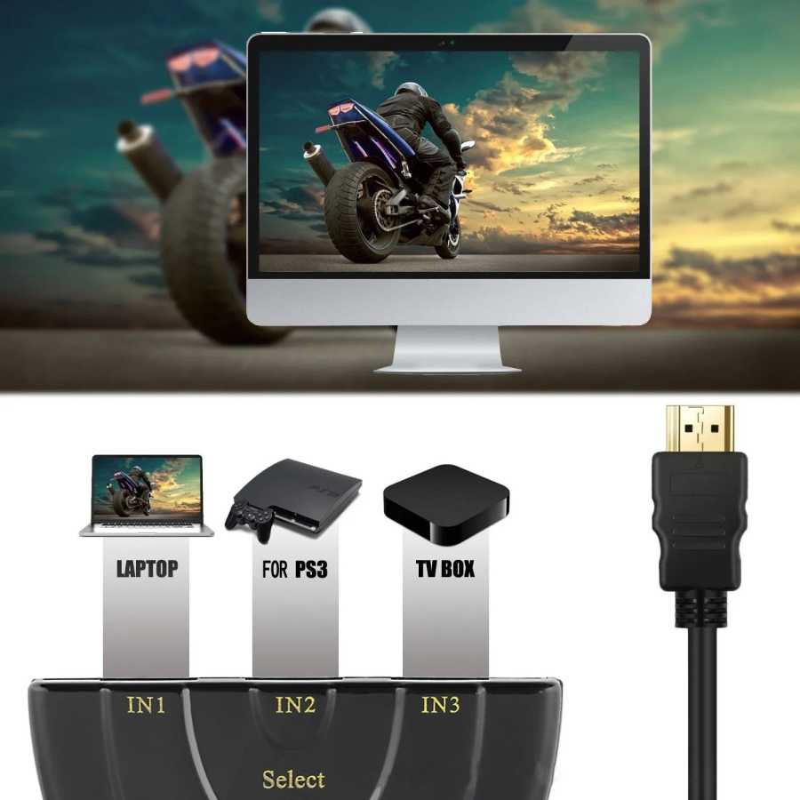 Фотография №5 товара HDMI-совместимый коммутатор 4K*2K 3D Mini с 3 портами 1.4b, 4K-переключатель-сплиттер