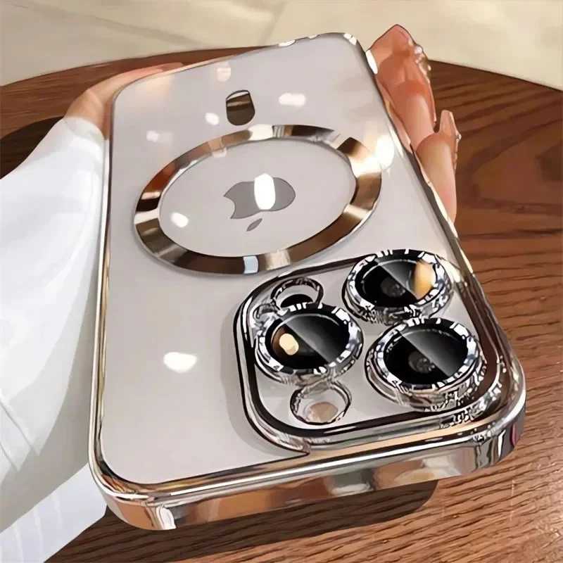 Роскошный чехол с покрытием для магнитного крепления MagSafe для iPhone 17 16 15 14 13 12 11 Pro Max Plus, с беспроводной зарядкой и защитой для камеры Чехлы и чехлы для мобильных телефонов