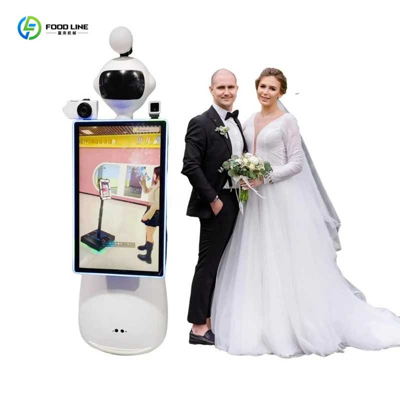Новая портативная фотобудка-робот с большим 32-дюймовым экраном для свадеб, с дистанционным управлением Коммерческое оборудование