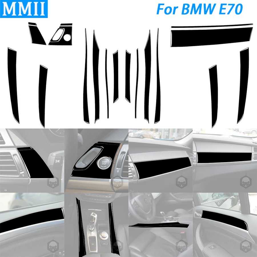 Для BMW X5 E70 2006-2013 пианино черная Автомобильная Дверная панель Декоративная полоса старт стоп переключатель крышка костюм аксессуары для интерьера наклейка Аксессуары для салона