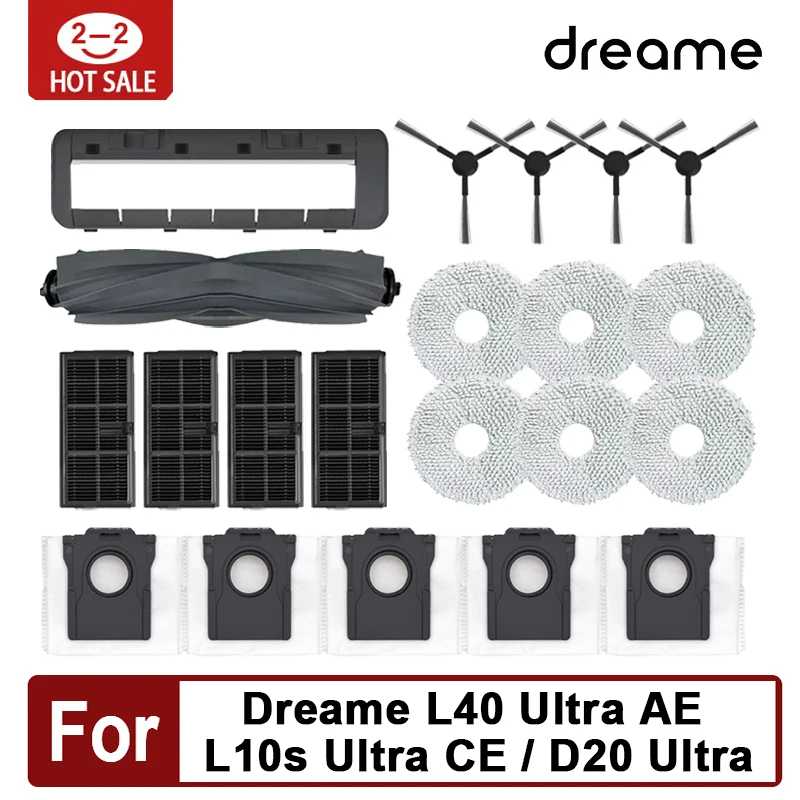 Dreame L10s Ultra CE/L40 Ultra AE/D20 Ultra Аксессуары для подметального робота-пылесоса/основная щетка/боковая щетка/мешок для пыли Запчасти для бытовой техники