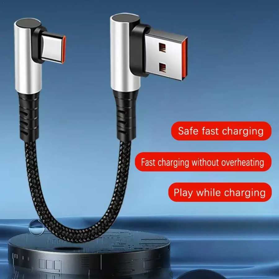 Короткий кабель 0,25/0,5 м, колено 90 градусов, USB A, тип C, кабель типа C, 6 А, шнур для быстрой зарядки данных, провод Power Bank для IPhone 15 IPad Аксессуары и запчасти