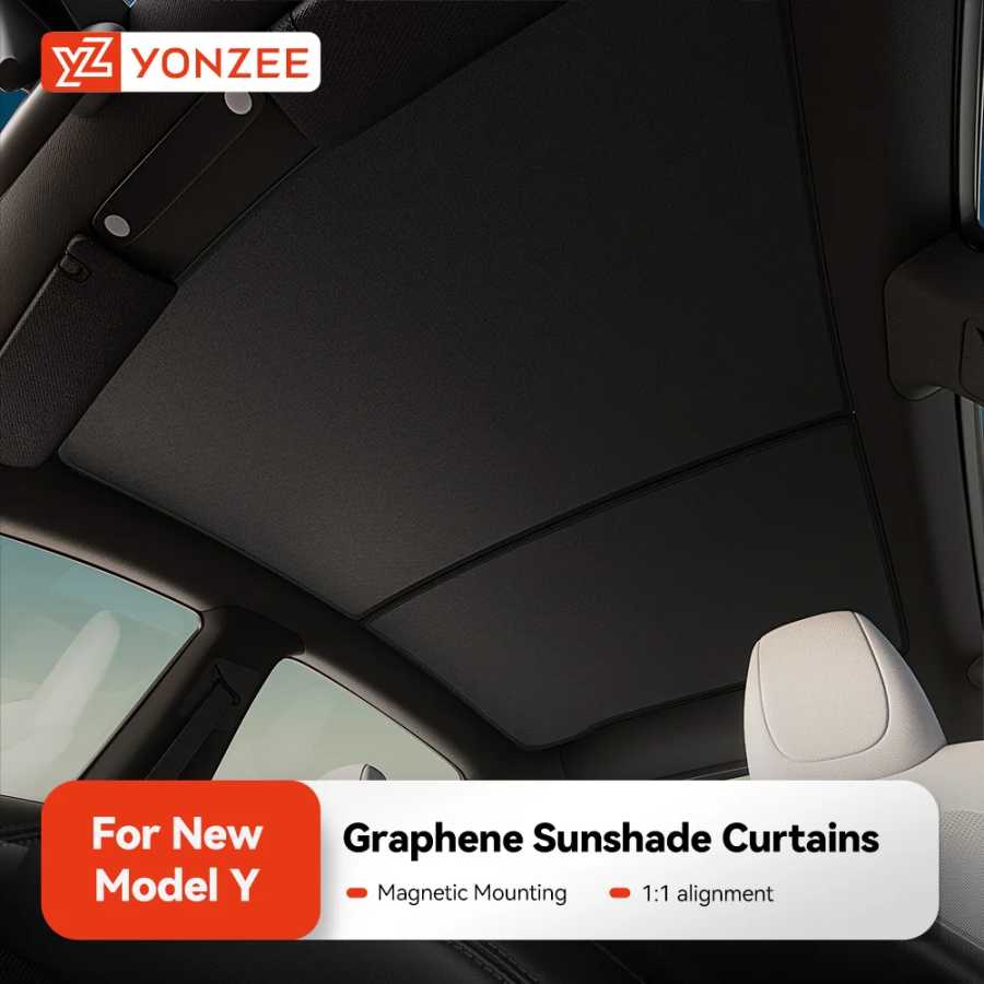 Солнцезащитная панель YZ для Tesla Model 3/Y 2025-2026 Juniper Highland, графеновая, черная, для люка, сотовая, магнитная 