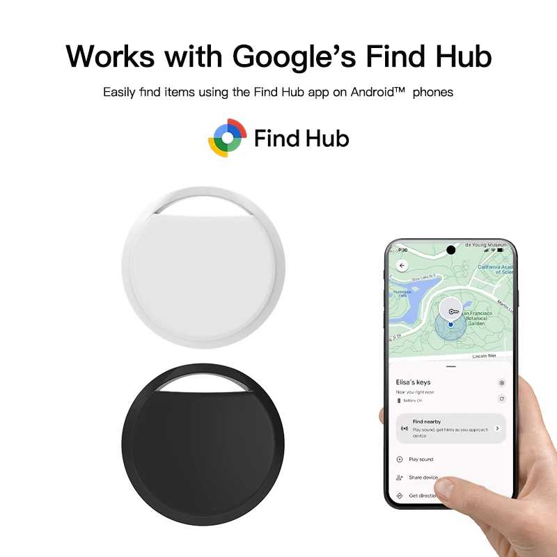 Airtag Tracker Google Find Hub Android Смарт-теги Bluetooth-поиск локатор Поиск отслеживания Чемодан Ключи Сумка Доступ к автоматизации здания