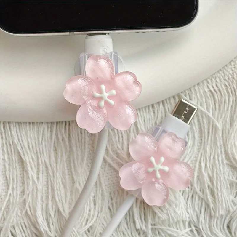 2 шт., защита для кабеля Cherry Blossom, рукав для защиты шнура, комплект защиты линии передачи данных для iPhone/интерфейс зарядки типа C Аксессуары для мобильных телефонов