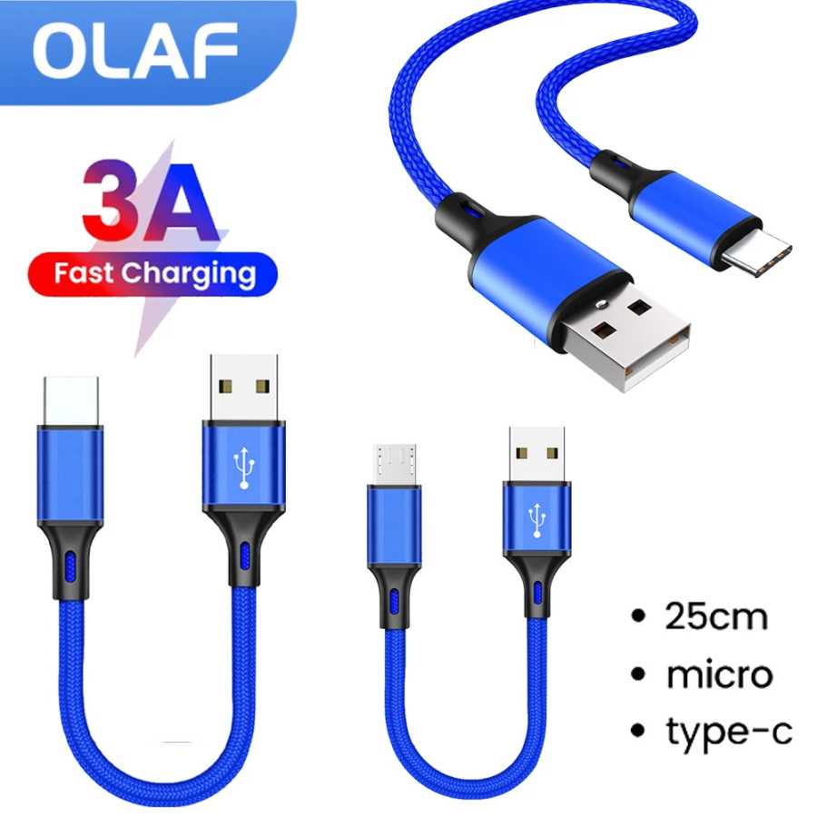 Olaf 25 см USB to Type C/Micro USB Короткий зарядный кабель 3A USB Type C Micro Data Cable для Xiaomi Samsung Android Power Bank Шнур Аксессуары для мобильных телефонов