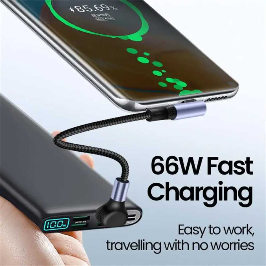 Фотография №1 товара Угловой кабель USB типа C с 90 градусов, 66 Вт,