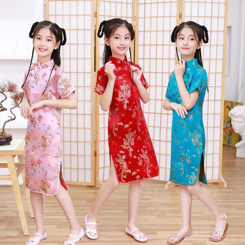 Модные детские платья Cheongsam, современные платья для девочек, летняя детская вечеринка, Ципао, одежда принцессы, платье в китайском стиле для девочек, Vestidos Этническая одежда