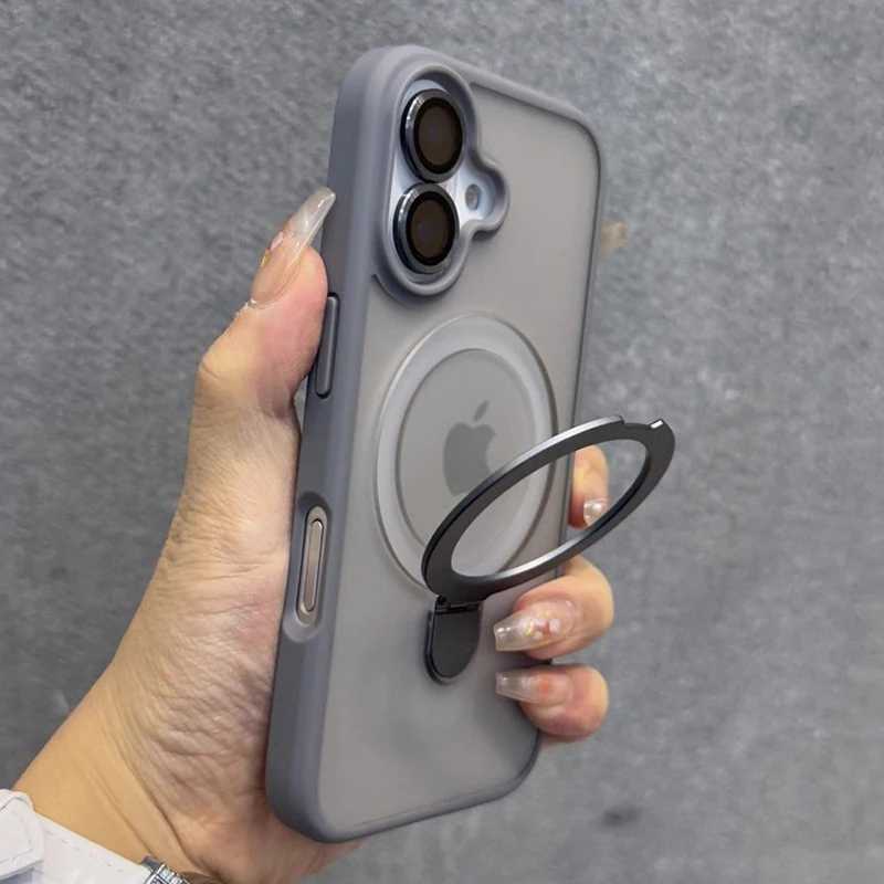 Чехол для телефона с матовым кольцом и стеклянным объективом для iPhone 16, 15, 14, 13, 12, 11, 17 Pro Max 17 Air 16e, беспроводной магнитный чехол Magsafe Чехлы и чехлы для мобильных телефонов
