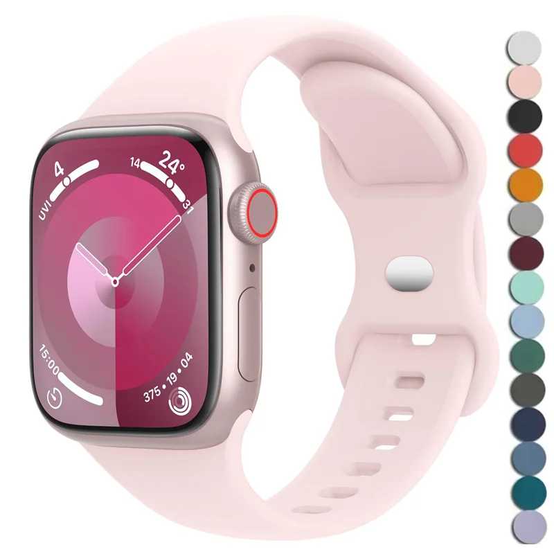 Силиконовый ремешок для Apple Watch, ремешок 44 мм, 45 мм, 40 мм, 41 мм, 42-38 мм, 45 мм, спортивный браслет iwatch series 8 7 6 5 4 3 SE 9 Ultra 2 49 мм Аксессуары для часов