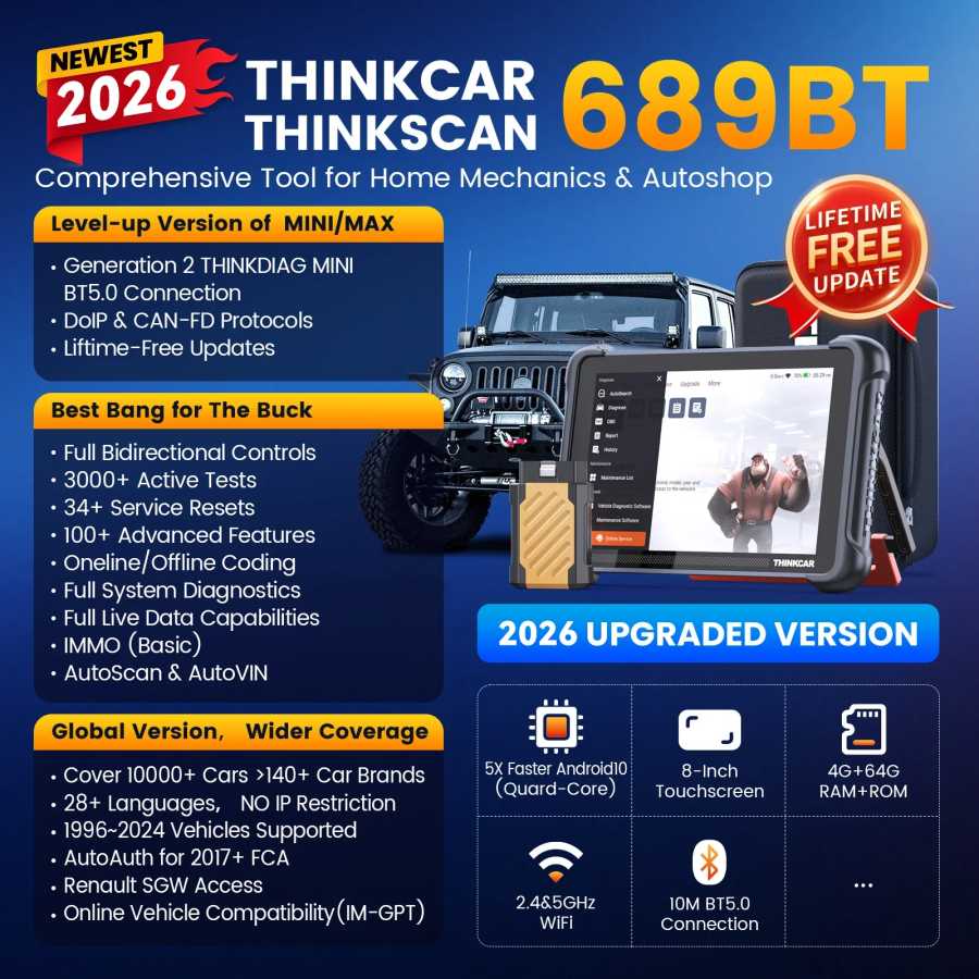 Фотография №1 товара THINKCAR THINKSCAN 689BT Программирование ключей Автомобильный диагностический инструмент Двунаправленный сканер