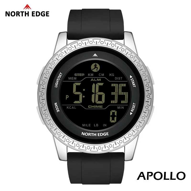 NORTH EDGE APOLLO Роскошные мужские и женские цифровые часы, водонепроницаемые спортивные часы 50 м, шагомер с двойным временем, будильник, часы для пар Часы для пар