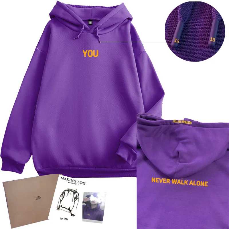 Оригинальная толстовка с принтом 2025 года Seven With You 13 You Never Walk Alone Digital File Jimin Merch For Fans Card Фиолетовая толстовка Толстовки и свитшоты