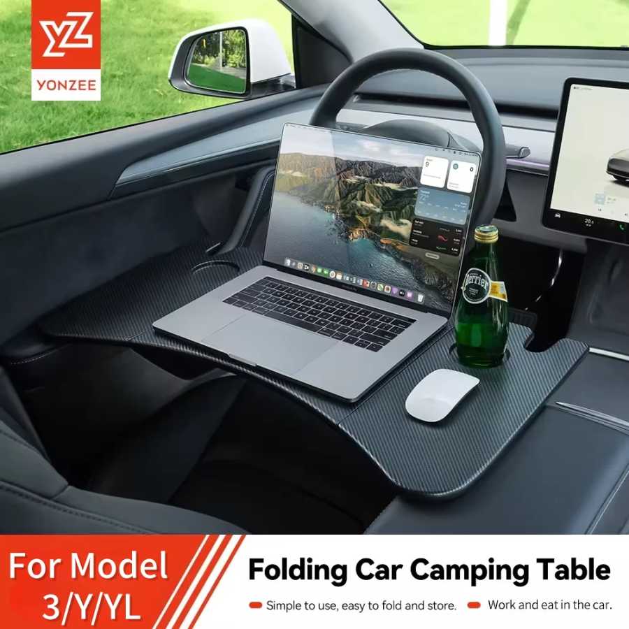 Портативный столик YZ для Tesla Model 3/Y/YL Highland Juniper 2021-2026: подставка для ноутбука, столик для еды, офисный столик на руль автомобиля Аксессуары для салона