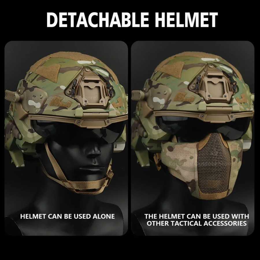 Фотография №4 товара Военный шлем FAST Helmet Встроенная коммуникационная гарнитура Противотуманный вентилятор Штурмовой