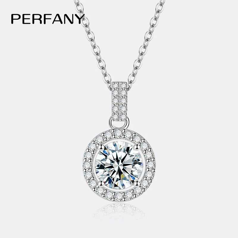 PERFANY 1-5CT ожерелье из муассанита для женщин S925 чистое серебро круглый лабораторный бриллиантовый кулон модные свадебные роскошные ювелирные изделия Ювелирные изделия
