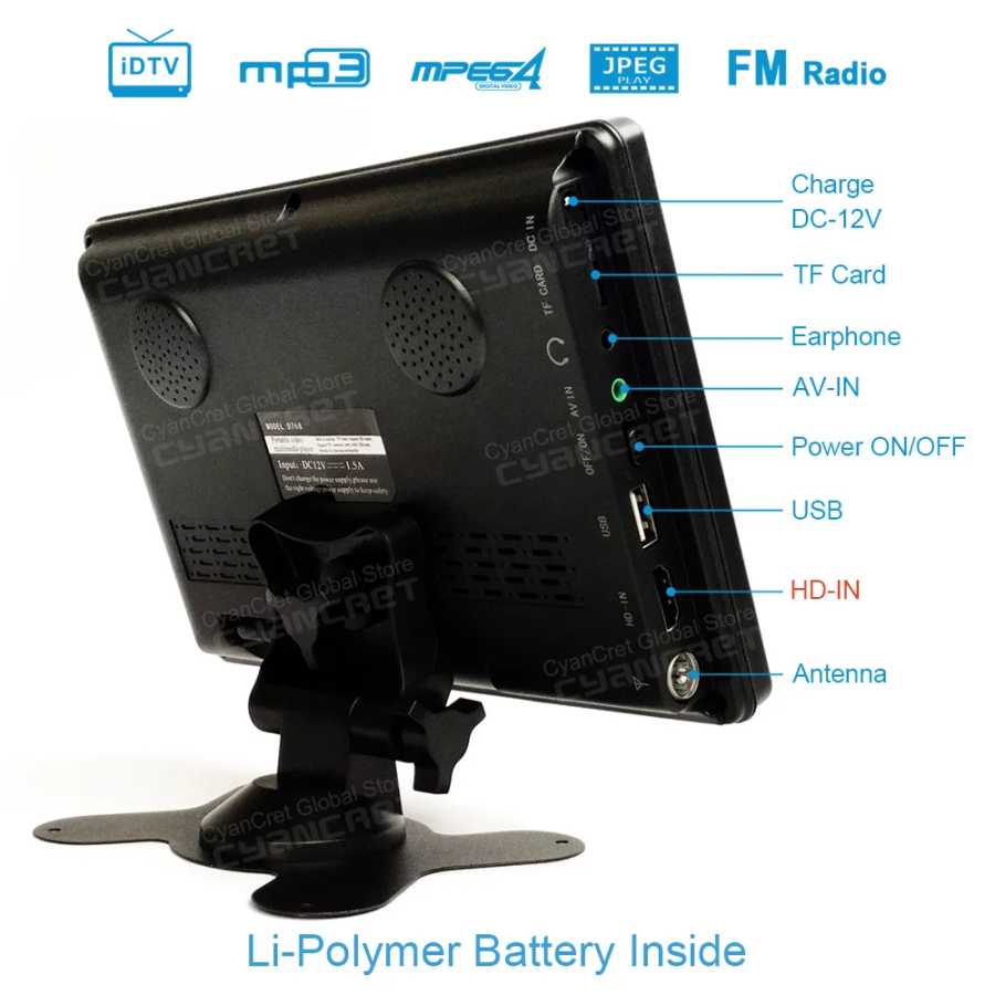 Фотография №1 товара Портативный телевизор LEADSTAR D768 7 дюймов, DVB-T2, ATSC, ISDB-T, TDT,