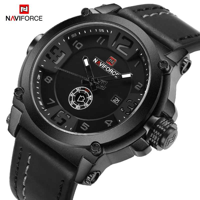 NAVIFORCE Элитный бренд Мужские спортивные военные кварцевые часы для мужчин Аналоговые часы с датой Наручные часы с кожаным ремешком Relogio Бесплатная доставка Мужские часы
