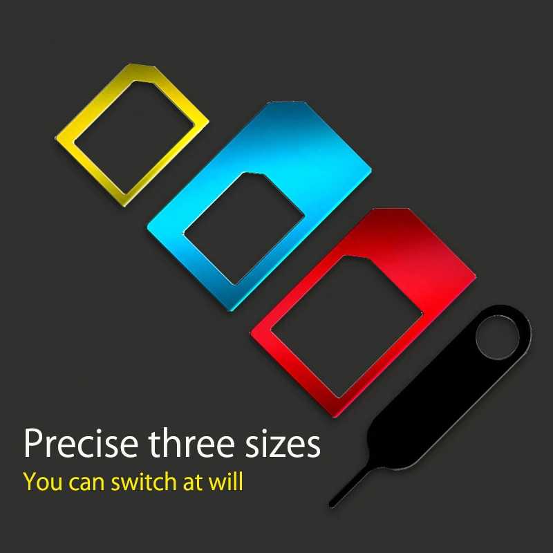 Фотография №3 товара Адаптер Nano Micro Sim 5-в-1, металлический чехол для карты, чехол