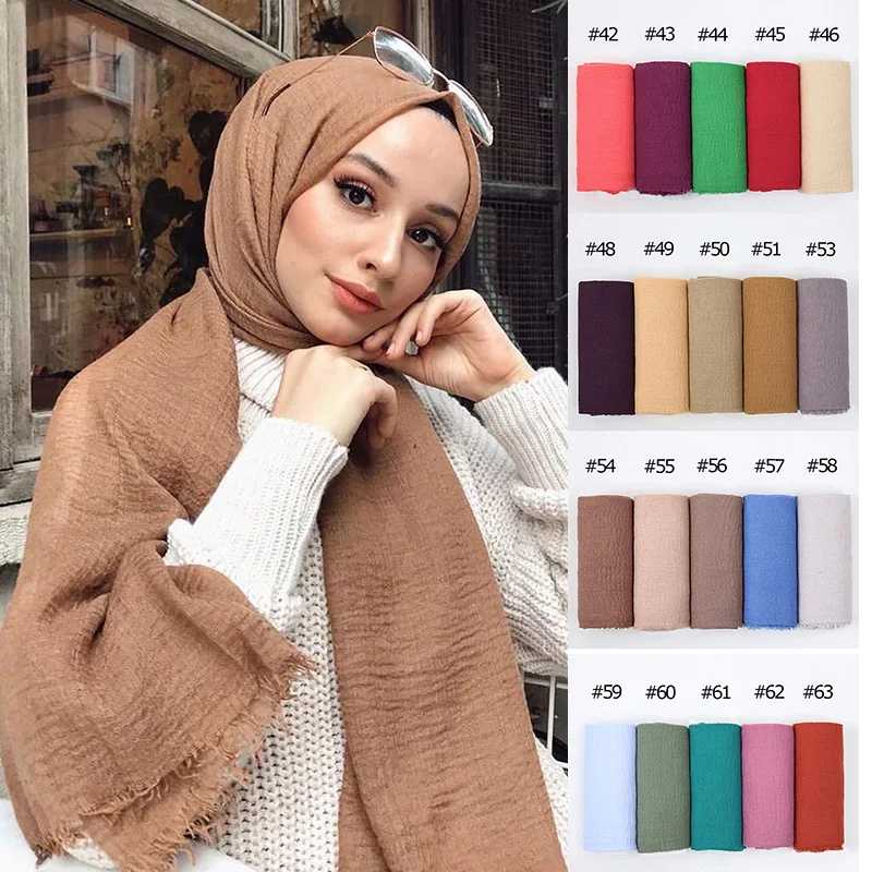 Фотография №5 товара Hot Crinkle Cotton Hijab Scarf Women Scarves Bandana Turban Headscarf